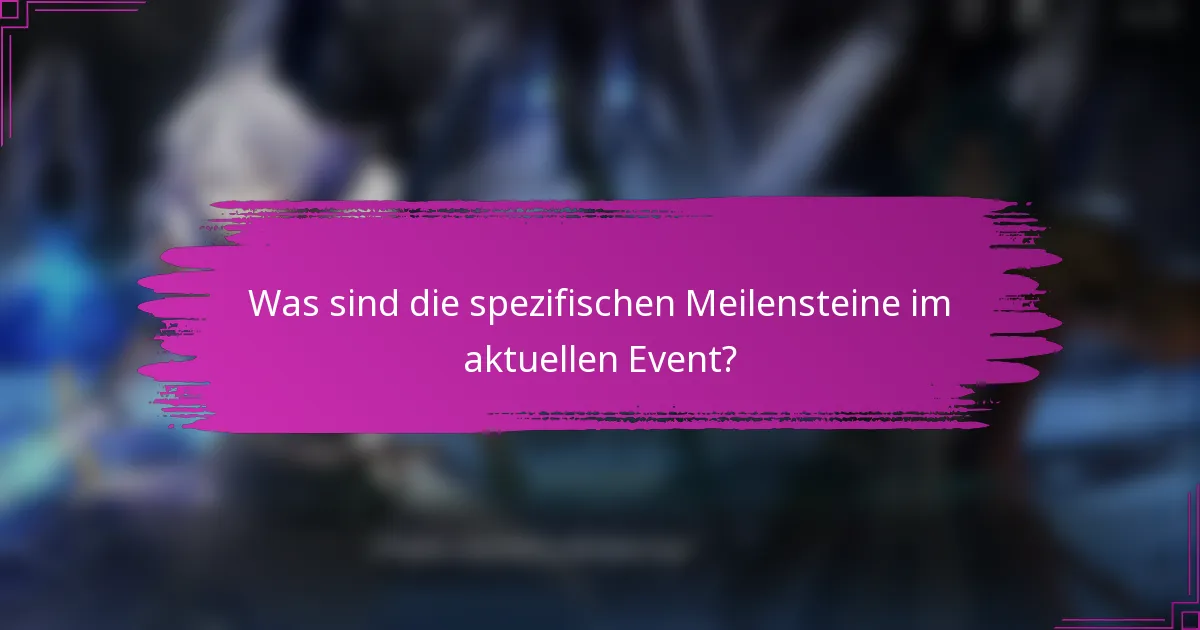 Was sind die spezifischen Meilensteine im aktuellen Event?