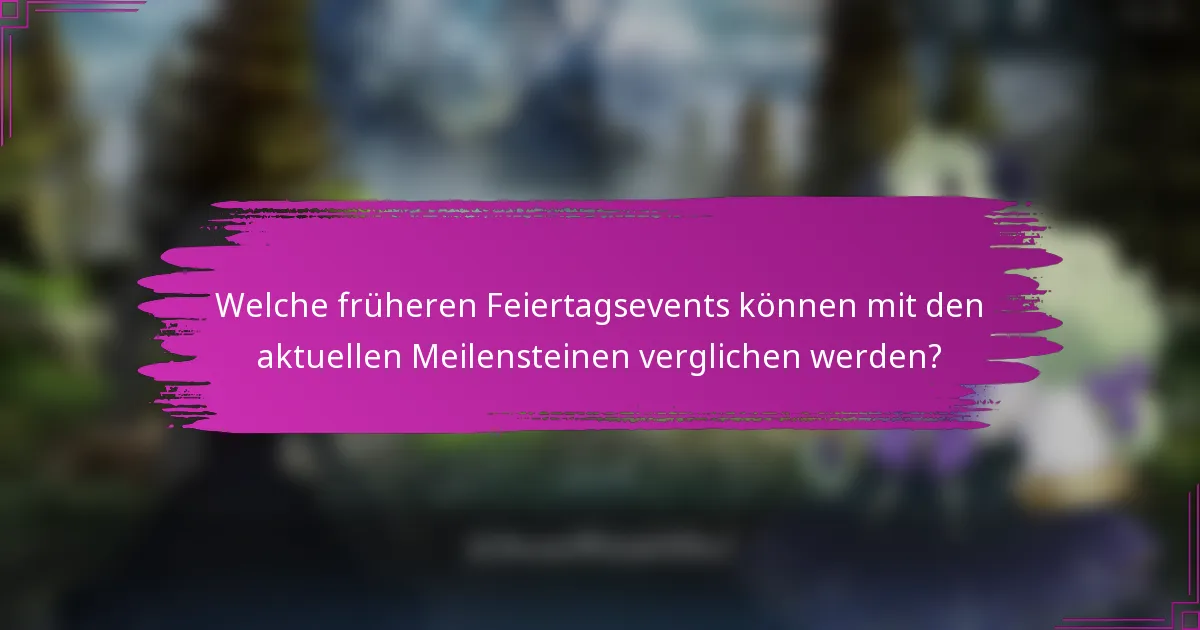 Welche früheren Feiertagsevents können mit den aktuellen Meilensteinen verglichen werden?